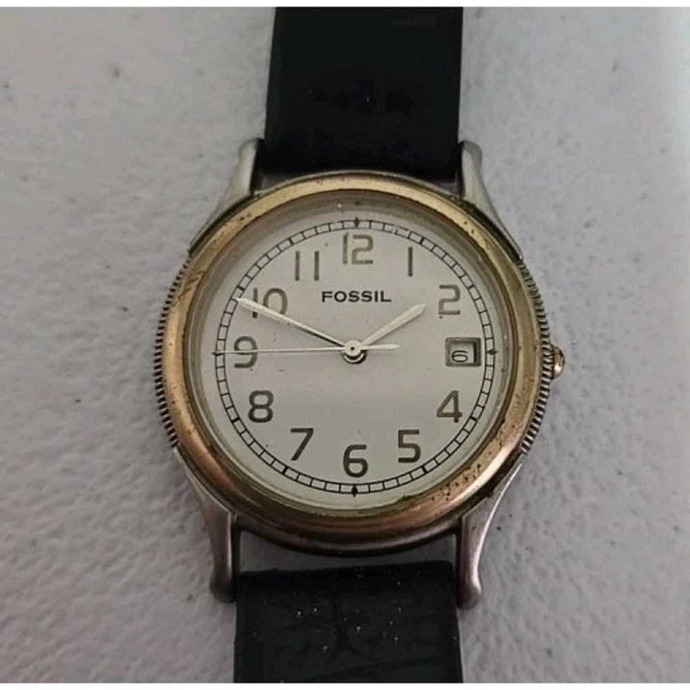 Fossil Women's Watch with Black Strap and Gold-Tone Bezel